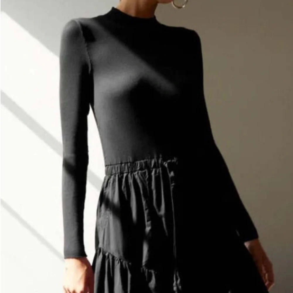 NATION LTD
WRENLEY COMBO LONG SLEEVE MIDI DRESS - JET BLACK SIZE S - Picture 10 of 13